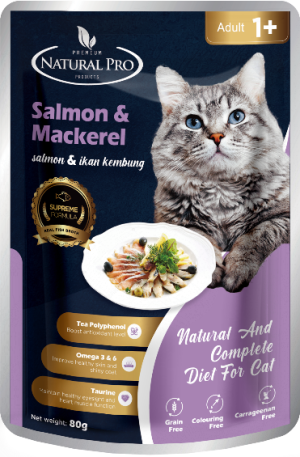 NATURAL PRO POUCH 80GM - SALMON & MACKEREL